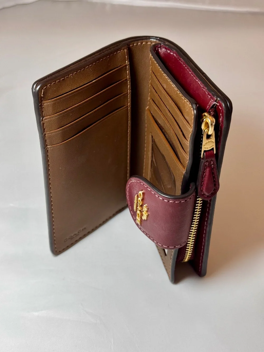 Coach Medium Corner Zip Wallet In Signature Canvas With Wildflower
